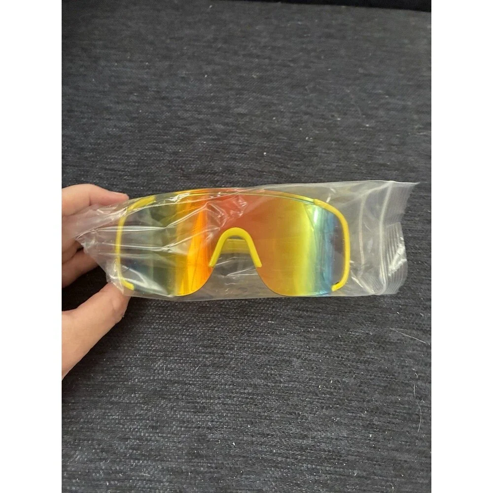 Twisted Tea Shield Style Yellow Mirrored Adult Sunglasses